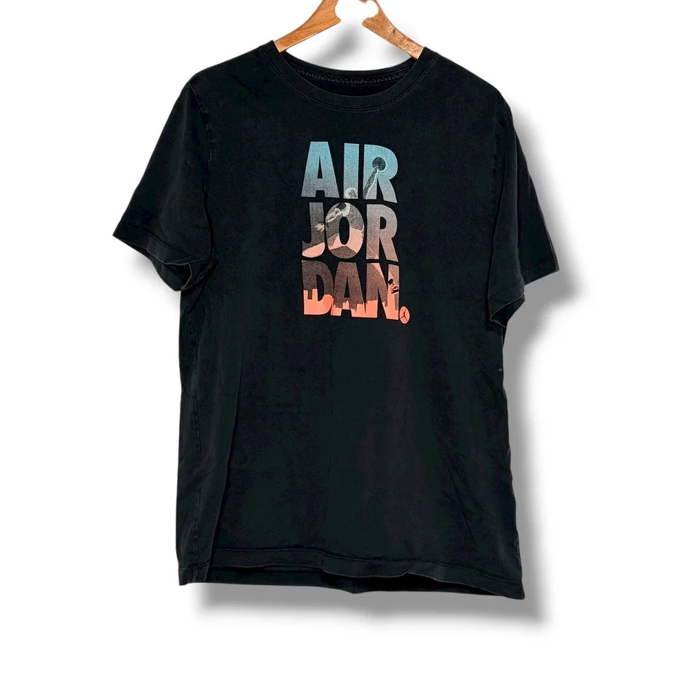 Nike Air Jordan Men's Black‎ Graphic T Shirt Short Sleeve Crew Neck XL Grunge